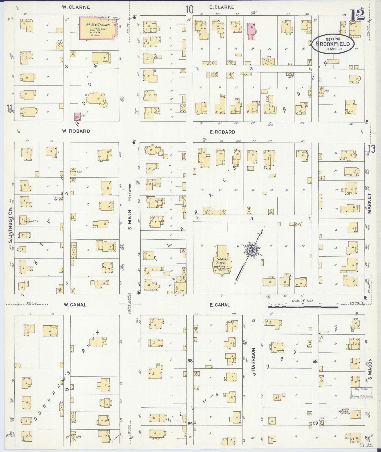 Sanborn Fire Insurance Map from Brookfield, Linn County, Missouri (1911), Sheet #0012 - Complete Map Set gallery image, historic Sanborn map, vintage wall art, Missouri Missouri