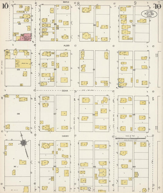Sanborn Fire Insurance Map from Kelso, Cowlitz County, Washington (1923), Sheet #0010 - Historic Sanborn Fire Insurance Map Print, vintage old map wall art, antique decor, genealogy gift, Washington Washington map