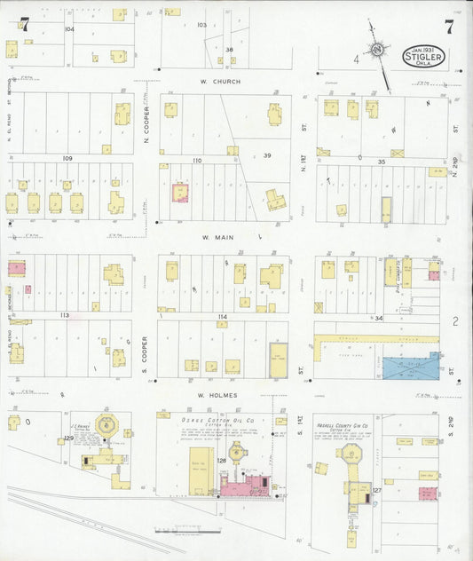 Sanborn Fire Insurance Map from Stigler, Haskell County, Oklahoma (1931), Sheet #0007 - Historic Sanborn Fire Insurance Map Print, vintage old map wall art, antique decor, genealogy gift, Oklahoma Oklahoma map