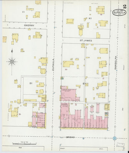 Sanborn Fire Insurance Map from Eufaula, Barbour County, Alabama (1892), Sheet #0002 - Complete Map Set gallery image, historic Sanborn map, vintage wall art, Alabama Alabama