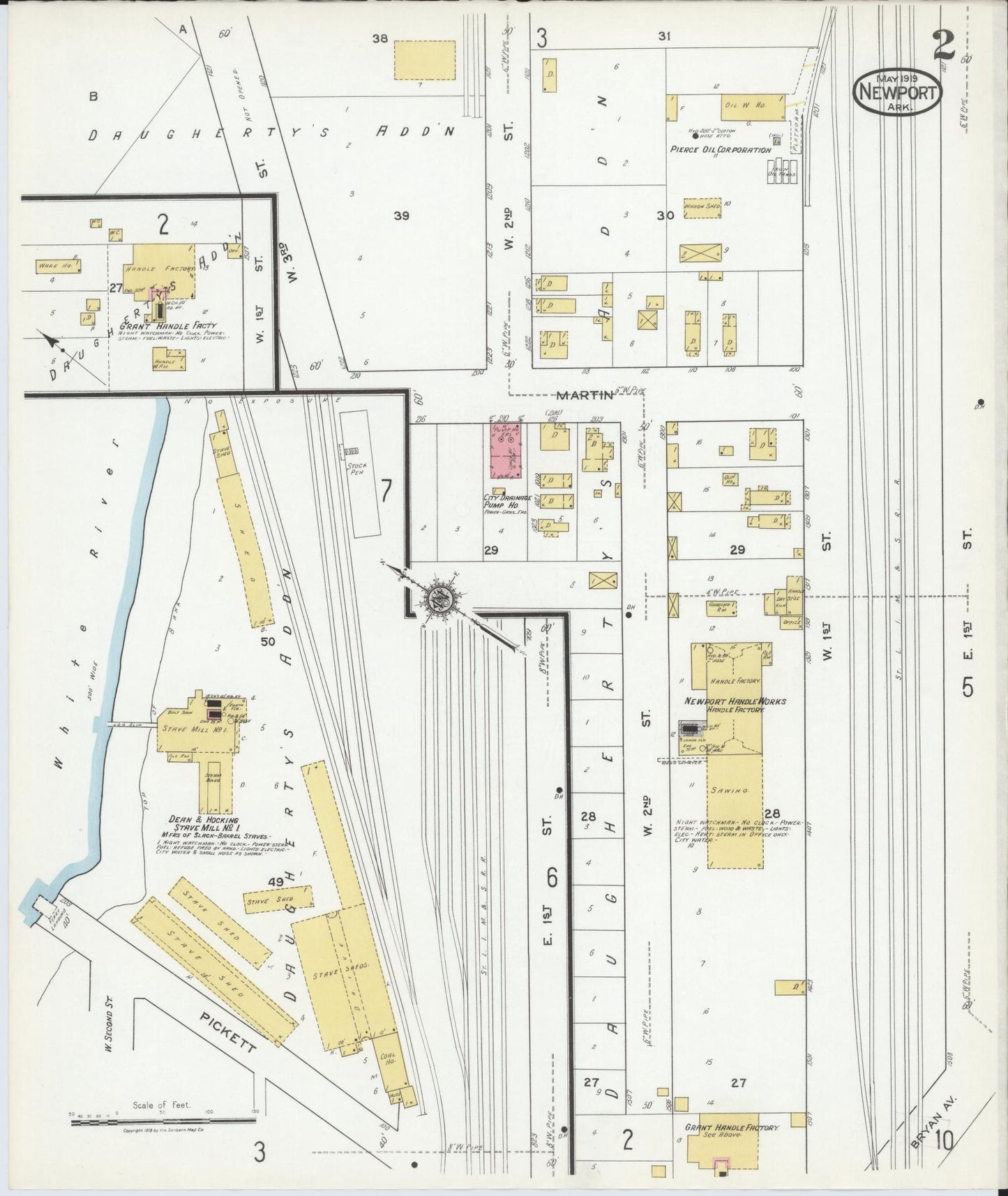 Sanborn Fire Insurance Map from Newport, Jackson County, Arkansas (1919), Sheet #0002 - Historic Sanborn Fire Insurance Map Print, vintage old map wall art, antique decor, genealogy gift, Arkansas Arkansas map