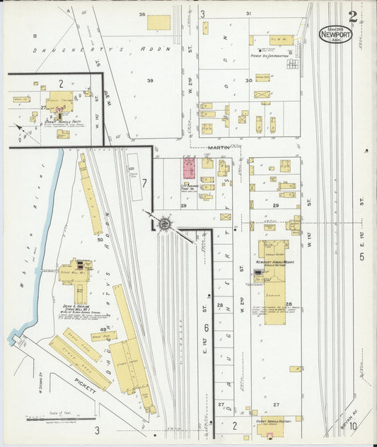 Sanborn Fire Insurance Map from Newport, Jackson County, Arkansas (1919), Sheet #0002 - Historic Sanborn Fire Insurance Map Print, vintage old map wall art, antique decor, genealogy gift, Arkansas Arkansas map