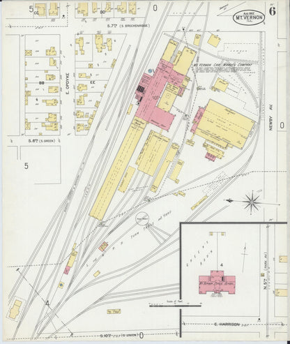 Sanborn Fire Insurance Map from Mount Vernon, Jefferson County, Illinois (1902), Sheet #0006 - Complete Map Set gallery image, historic Sanborn map, vintage wall art, Illinois Illinois