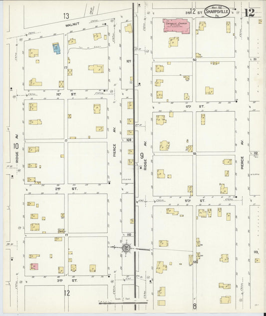 Sanborn Fire Insurance Map from Sharpsville, Mercer County, Pennsylvania (1912), Sheet #0012 - Historic Sanborn Fire Insurance Map Print, vintage old map wall art, antique decor, genealogy gift, Pennsylvania Pennsylvania map