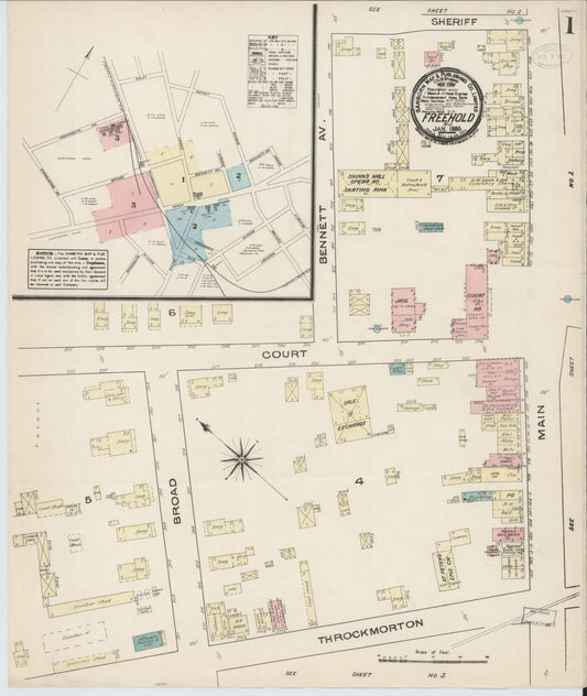 Sanborn Fire Insurance Map from Freehold, Monmouth County, New Jersey. (1885) – Historic Sanborn Fire Insurance Map Print
