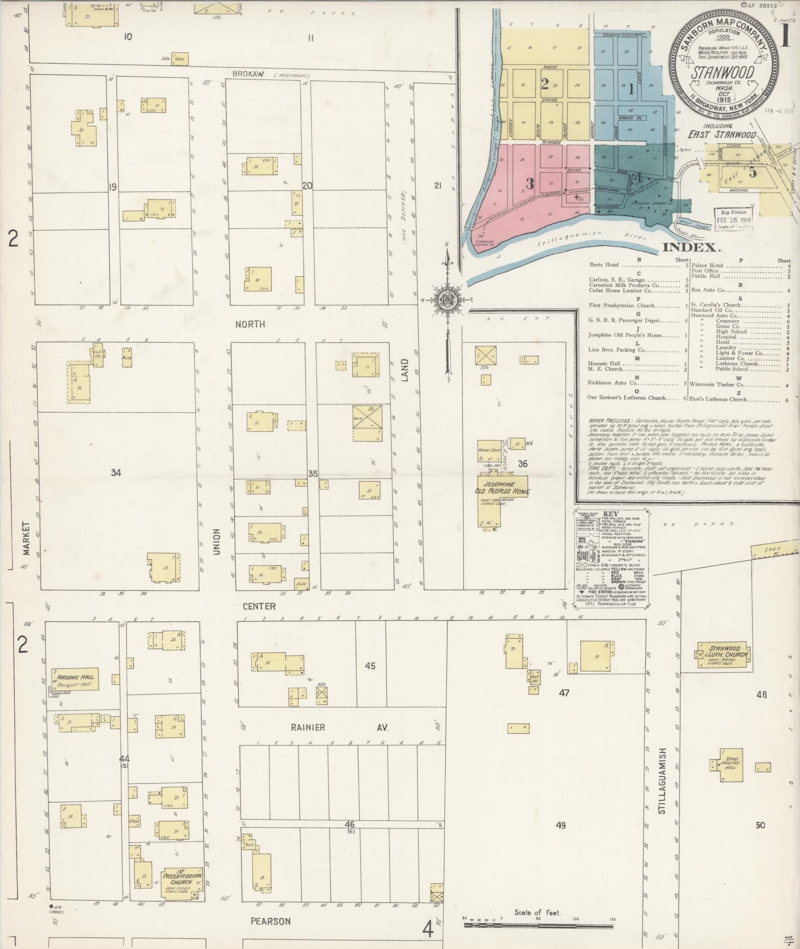 Sanborn Fire Insurance Map from Stanwood, Snohomish County, Washington (1918), Sheet #0001 - Complete Map Set gallery image, historic Sanborn map, vintage wall art, Washington Washington