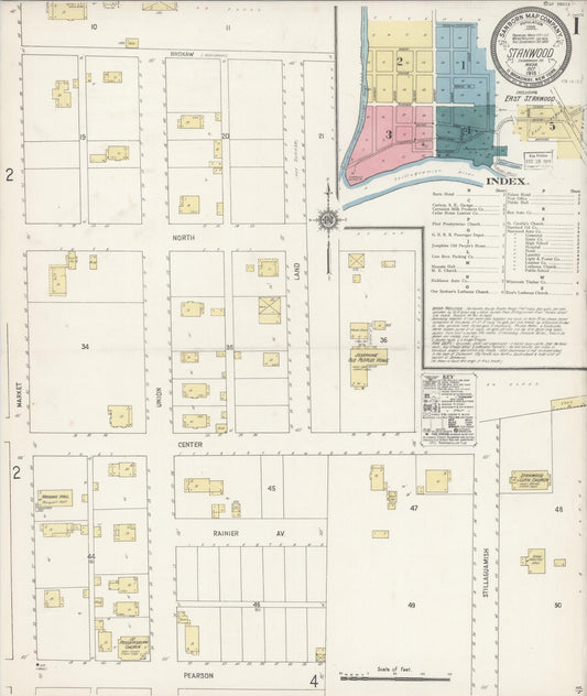 Sanborn Fire Insurance Map from Stanwood, Snohomish County, Washington (1918), Sheet #0001 - Complete Map Set gallery image, historic Sanborn map, vintage wall art, Washington Washington