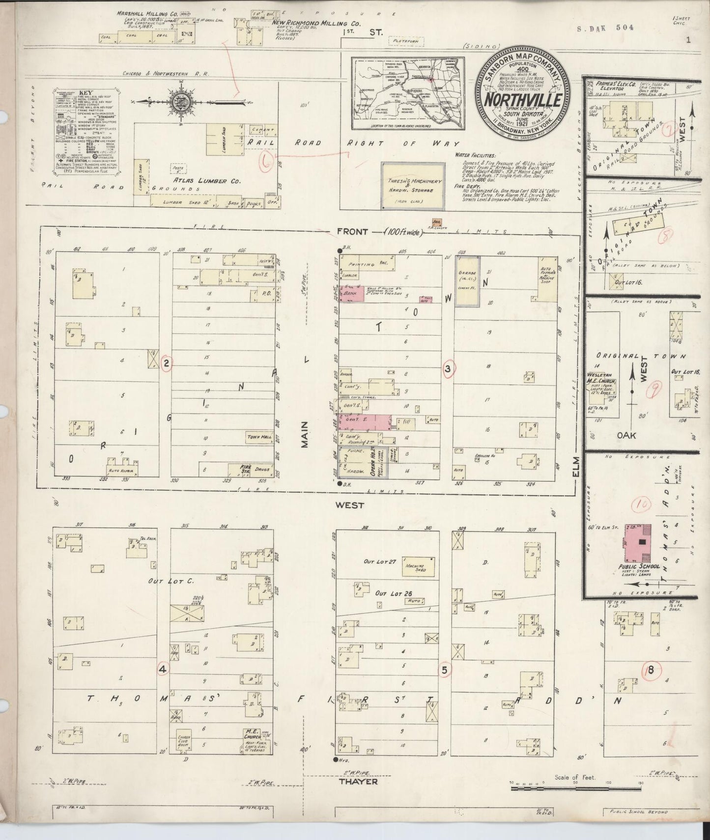 Sanborn Fire Insurance Map from Northville, Spink County, South Dakota (1921), Sheet #0001 - Historic Sanborn Fire Insurance Map Print, vintage old map wall art, antique decor, genealogy gift, South Dakota South Dakota map