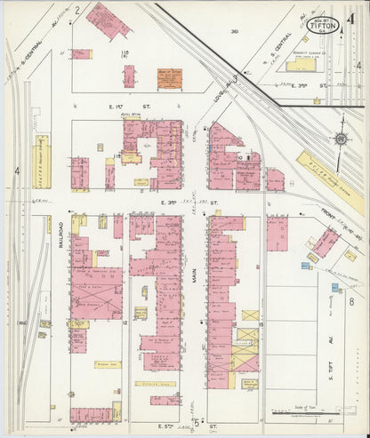 Sanborn Fire Insurance Map from Tifton, Tift County, Georgia (1917), Sheet #0004 - Complete Map Set gallery image, historic Sanborn map, vintage wall art, Georgia Georgia