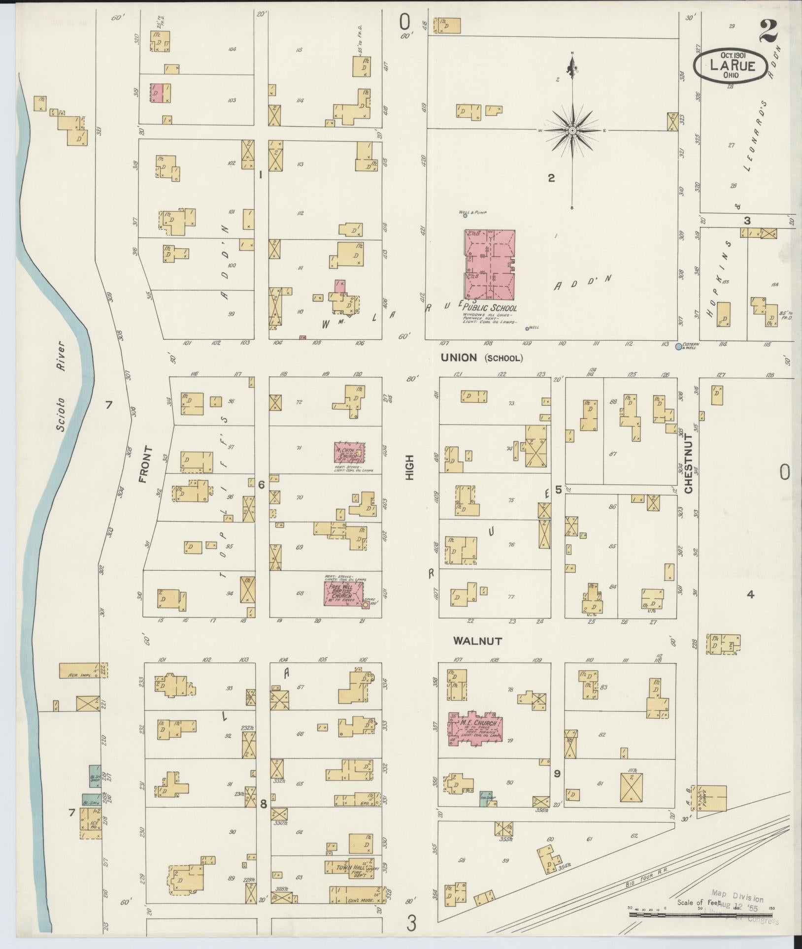 Sanborn Fire Insurance Map from La Rue, Marion County, Ohio (1901), Sheet #0002 - Historic Sanborn Fire Insurance Map Print, vintage old map wall art, antique decor, genealogy gift, Ohio Ohio map