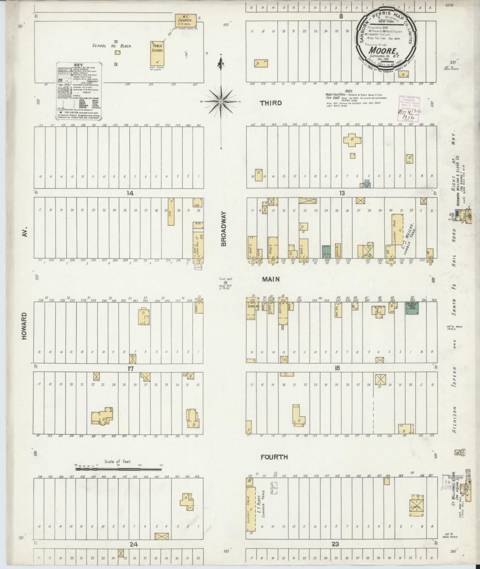 Sanborn Fire Insurance Map from Moore, Cleveland County, Oklahoma (1901), Sheet #0001 - Historic Sanborn Fire Insurance Map Print, vintage old map wall art, antique decor, genealogy gift, Oklahoma Oklahoma map