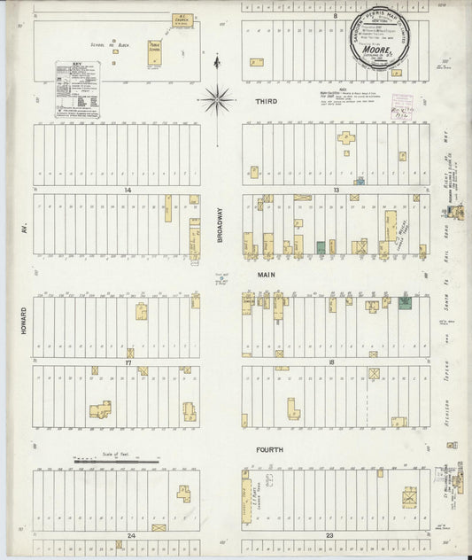 Sanborn Fire Insurance Map from Moore, Cleveland County, Oklahoma (1901), Sheet #0001 - Historic Sanborn Fire Insurance Map Print, vintage old map wall art, antique decor, genealogy gift, Oklahoma Oklahoma map