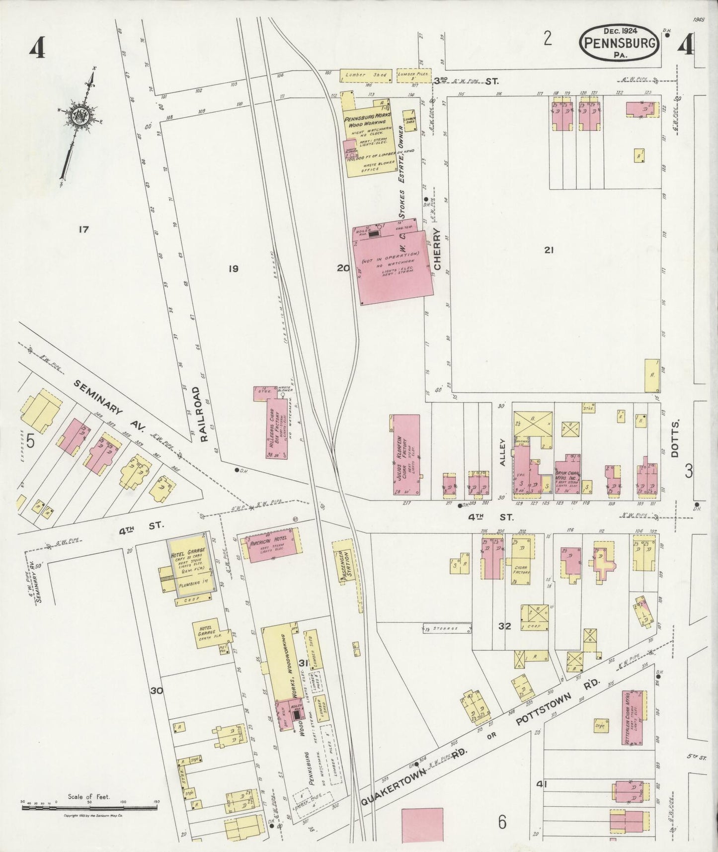 Sanborn Fire Insurance Map from Pennsburg, Montgomery County, Pennsylvania (1924), Sheet #0004 - Complete Map Set gallery image, historic Sanborn map, vintage wall art, Pennsylvania Pennsylvania