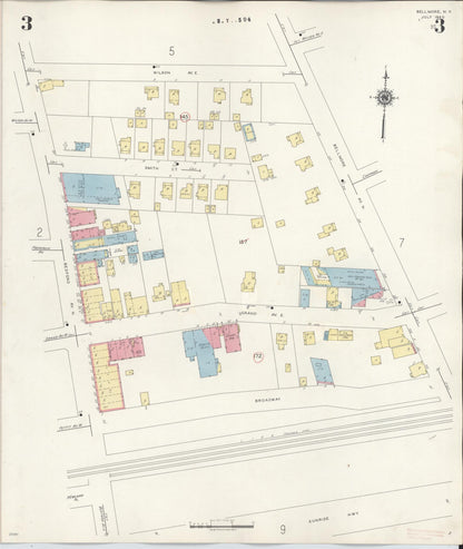 Sanborn Fire Insurance Map from Bellmore, Nassau County, New York (1945), Sheet #0003 - Complete Map Set gallery image, historic Sanborn map, vintage wall art, New York New York