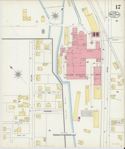 Sanborn Fire Insurance Map from Waltham, Middlesex County, Massachusetts (1903), Sheet #0017 - Complete Map Set gallery image, historic Sanborn map, vintage wall art, Massachusetts Massachusetts