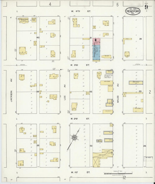 Sanborn Fire Insurance Map from Hereford, Deaf Smith County, Texas (1920), Sheet #0009 - Historic Sanborn Fire Insurance Map Print, vintage old map wall art, antique decor, genealogy gift, Texas Texas map