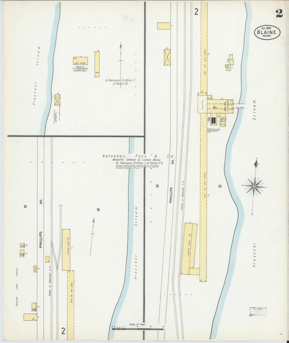 Sanborn Fire Insurance Map from Blaine, Aroostook County, Maine (1900), Sheet #0002 - Historic Sanborn Fire Insurance Map Print, vintage old map wall art, antique decor, genealogy gift, Maine Maine map