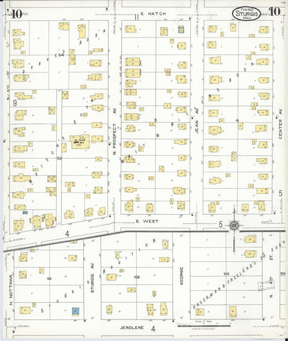 Sanborn Fire Insurance Map from Sturgis, Saint Joseph County, Michigan (1923), Sheet #0010 - Complete Map Set gallery image, historic Sanborn map, vintage wall art, Michigan Michigan