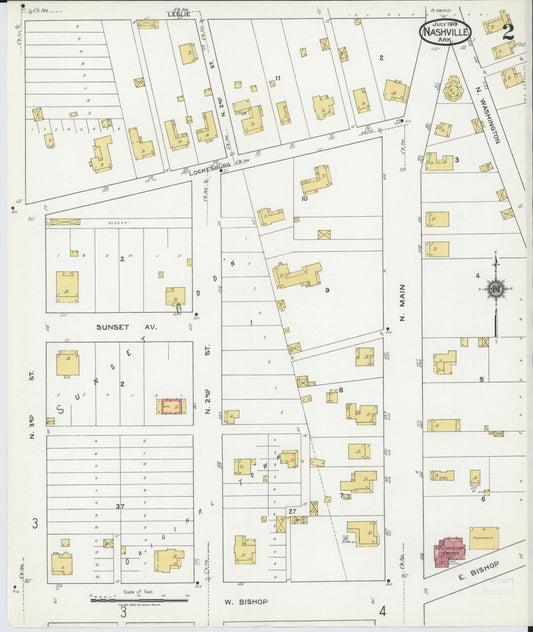 Sanborn Fire Insurance Map from Nashville, Howard County, Arkansas (1919), Sheet #0002 - Historic Sanborn Fire Insurance Map Print, vintage old map wall art, antique decor, genealogy gift, Arkansas Arkansas map