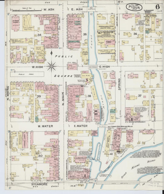 Sanborn Fire Insurance Map from Piqua, Miami County, Ohio (1887), Sheet #0006 - Historic Sanborn Fire Insurance Map Print, vintage old map wall art, antique decor, genealogy gift, Ohio Ohio map