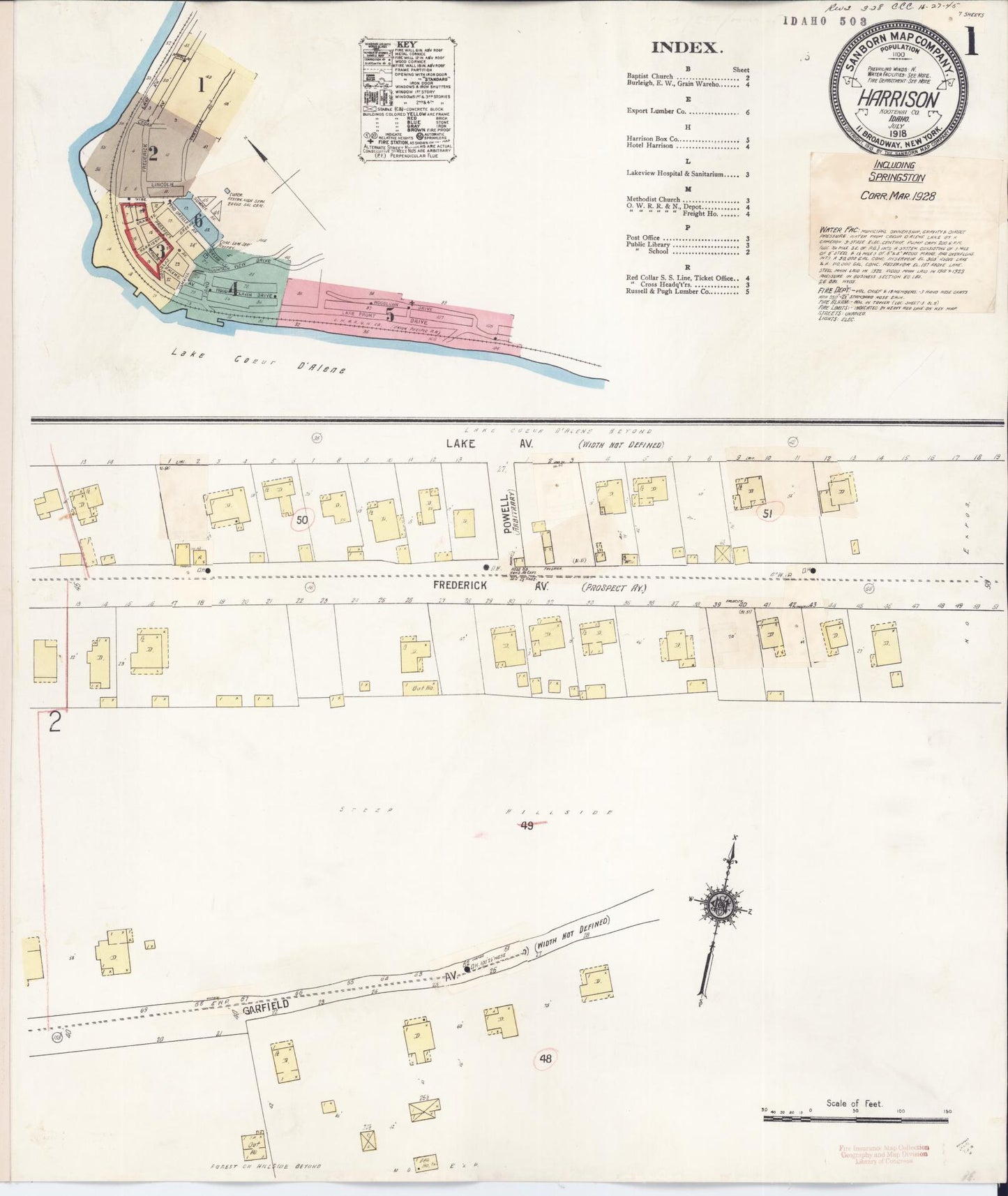 Sanborn Fire Insurance Map from Harrison, Kootenai County, Idaho (1923), Sheet #0001 - Complete Map Set gallery image, historic Sanborn map, vintage wall art, Idaho Idaho
