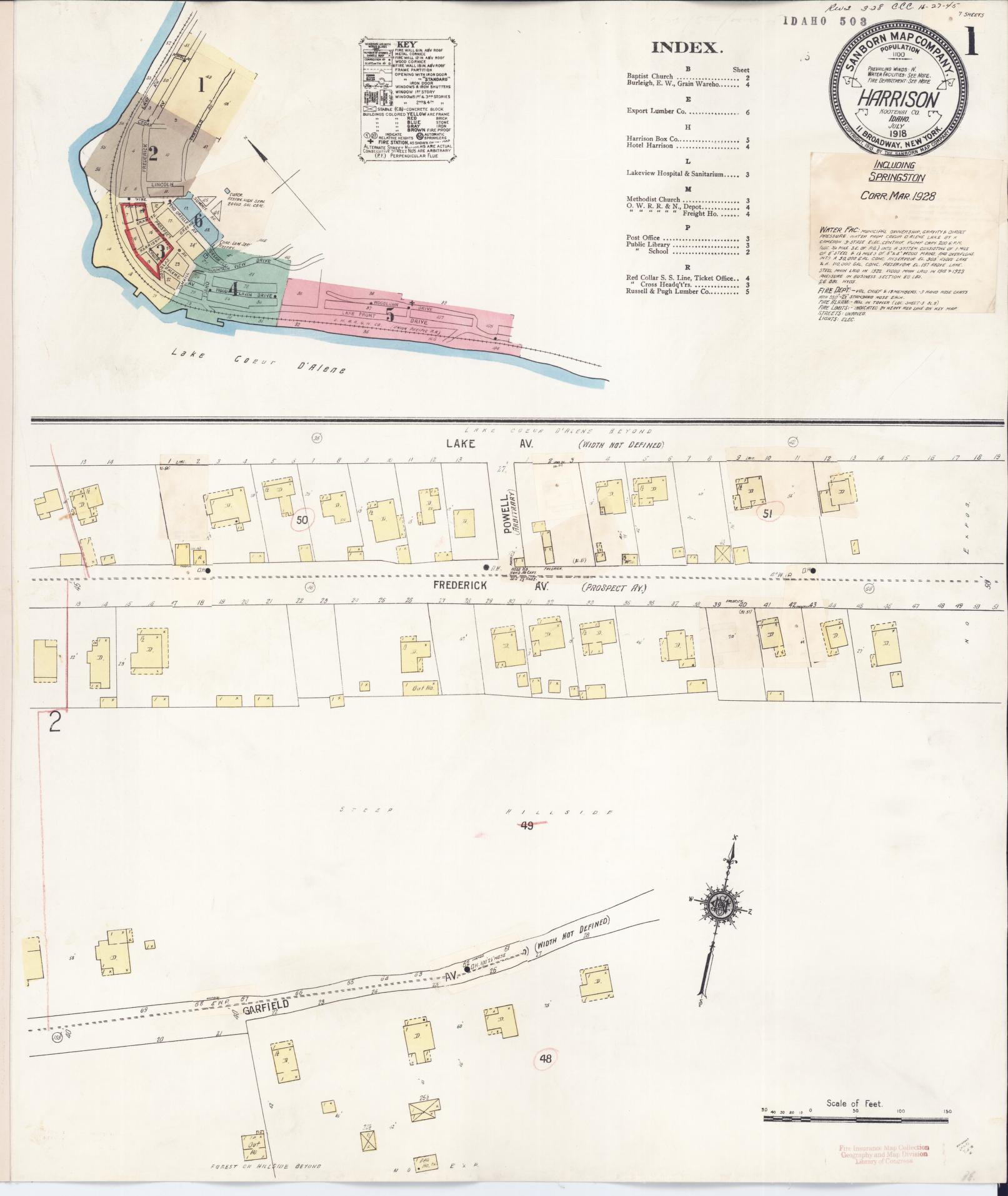 Sanborn Fire Insurance Map from Harrison, Kootenai County, Idaho (1923), Sheet #0001 - Complete Map Set gallery image, historic Sanborn map, vintage wall art, Idaho Idaho