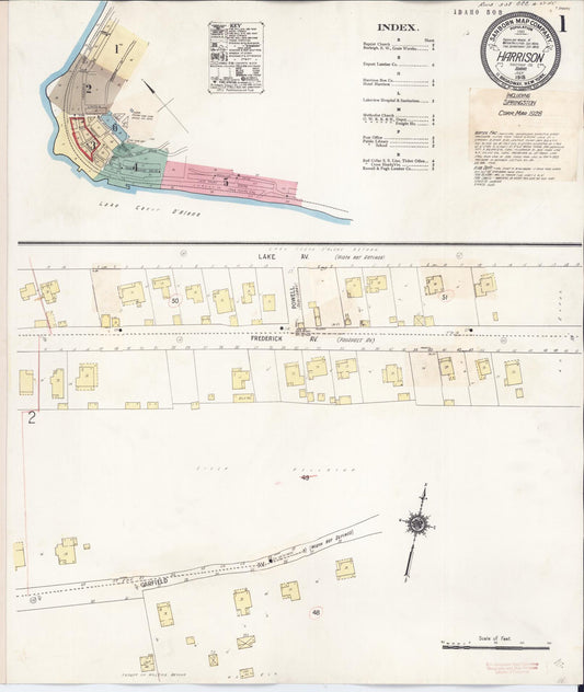 Sanborn Fire Insurance Map from Harrison, Kootenai County, Idaho (1923), Sheet #0001 - Complete Map Set gallery image, historic Sanborn map, vintage wall art, Idaho Idaho