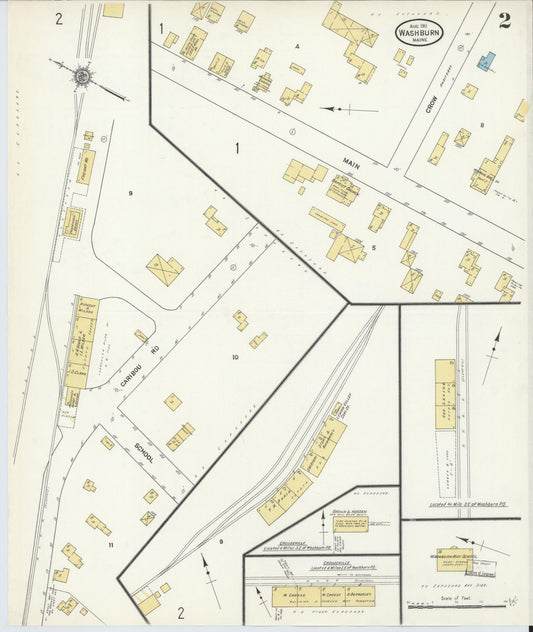 Sanborn Fire Insurance Map from Washburn, Aroostook County, Maine (1911), Sheet #0002 - Historic Sanborn Fire Insurance Map Print, vintage old map wall art, antique decor, genealogy gift, Maine Maine map