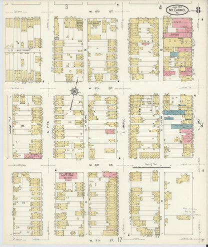 Sanborn Fire Insurance Map from Mount Carmel, Northumberland County, Pennsylvania (1913), Sheet #0008 - Complete Map Set gallery image, historic Sanborn map, vintage wall art, Pennsylvania Pennsylvania