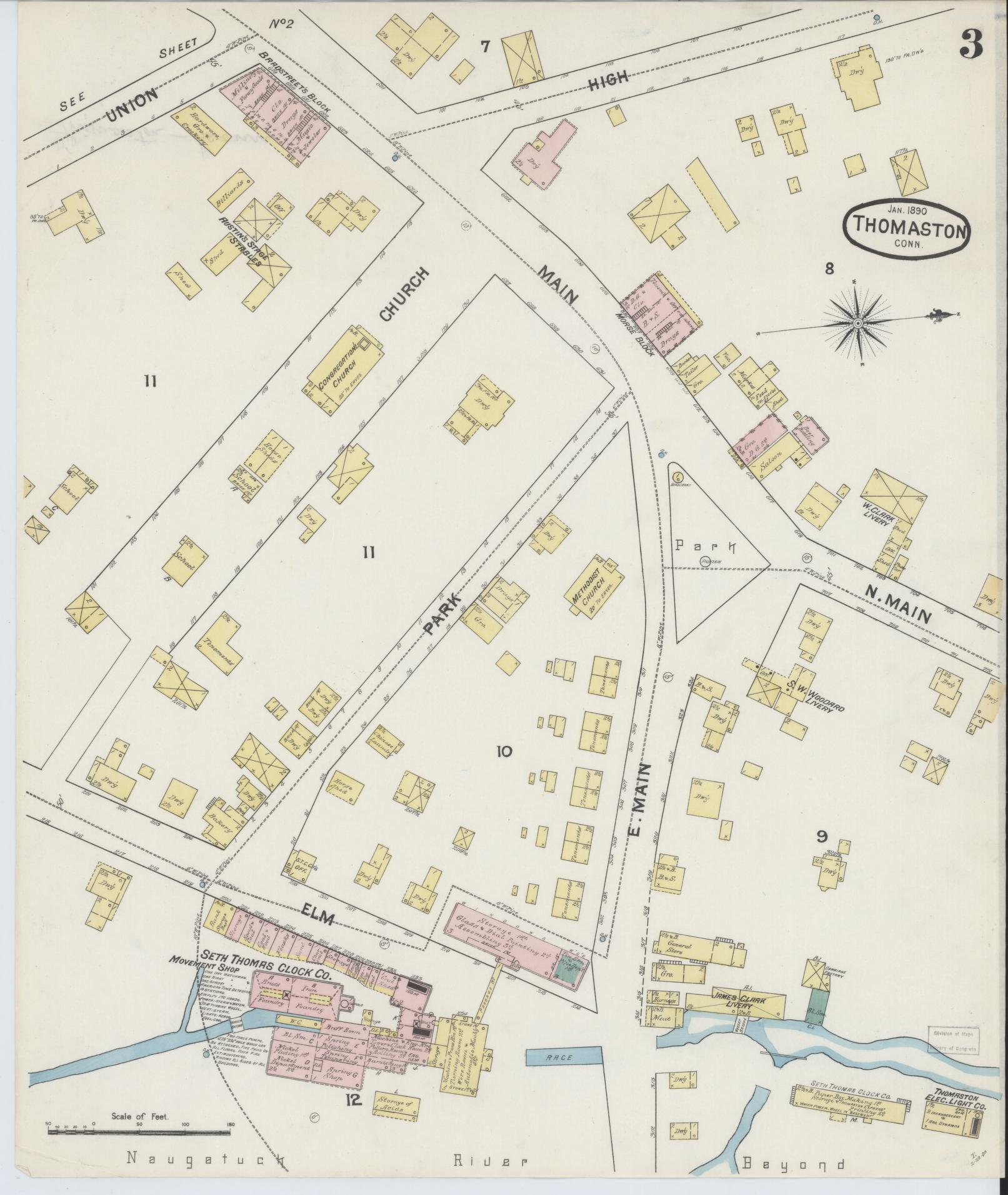 Sanborn Fire Insurance Map from Thomaston, Litchfield County, Connecticut (1890), Sheet #0003 - Complete Map Set gallery image, historic Sanborn map, vintage wall art, Connecticut Connecticut