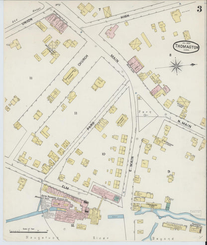 Sanborn Fire Insurance Map from Thomaston, Litchfield County, Connecticut (1890), Sheet #0003 - Complete Map Set gallery image, historic Sanborn map, vintage wall art, Connecticut Connecticut
