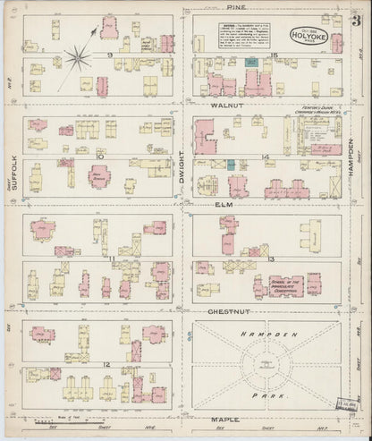 Sanborn Fire Insurance Map from Holyoke, Hampden County, Massachusetts (1884), Sheet #0003 - Complete Map Set gallery image, historic Sanborn map, vintage wall art, Massachusetts Massachusetts