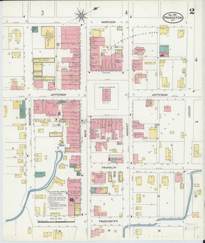 Sanborn Fire Insurance Map from Princeton, Caldwell County, Kentucky (1906), Sheet #0002 - Complete Map Set gallery image, historic Sanborn map, vintage wall art, Kentucky Kentucky