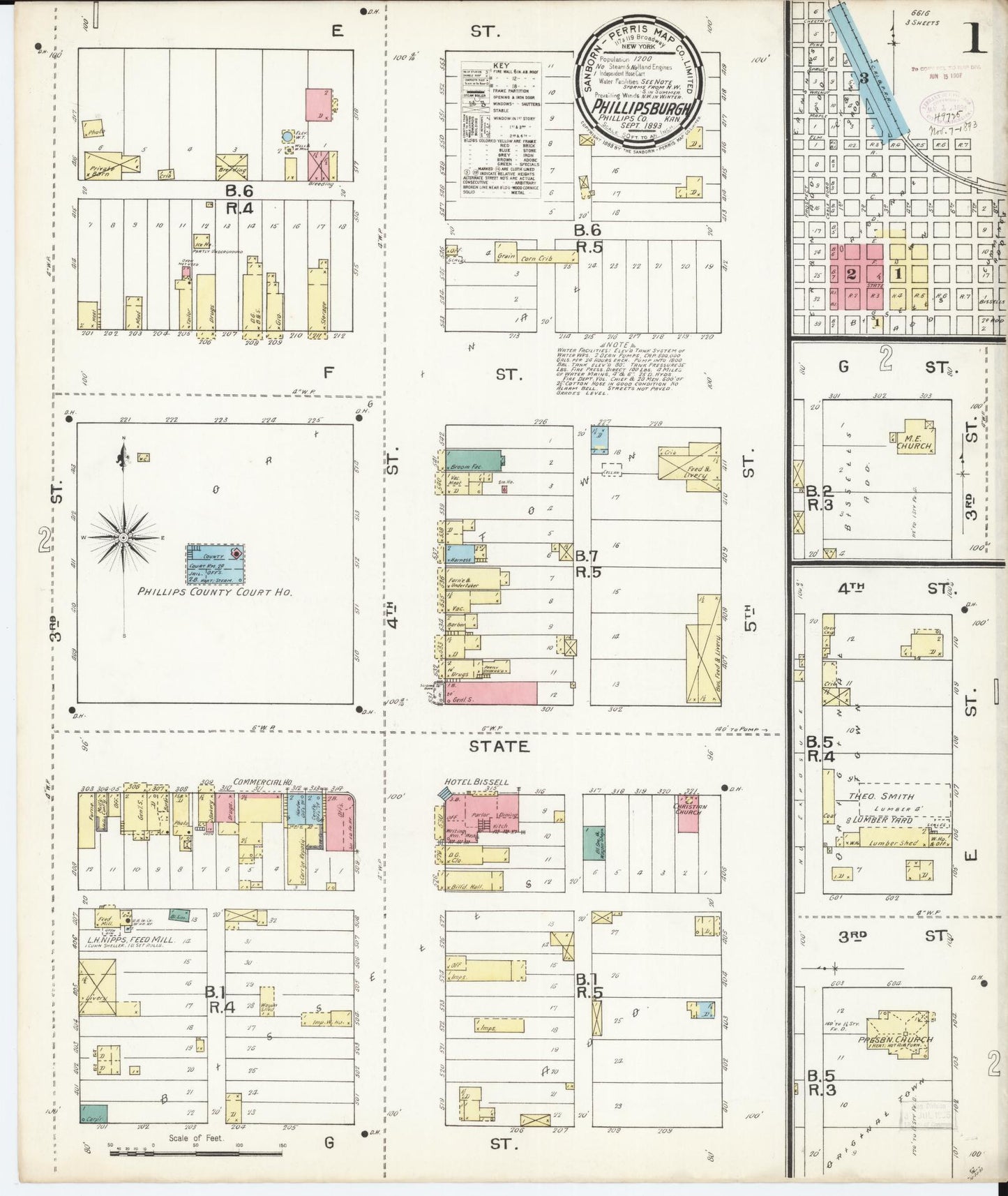Sanborn Fire Insurance Map from Phillipsburg, Phillips County, Kansas. (1893) – Historic Sanborn Fire Insurance Map Print