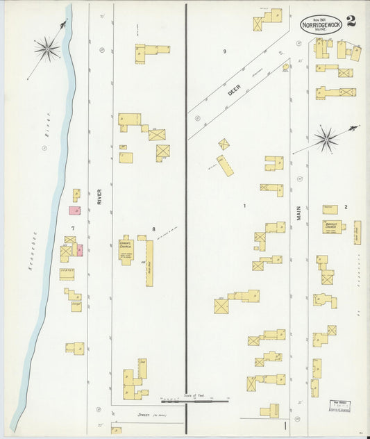 Sanborn Fire Insurance Map from Norridgewock, Somerset County, Maine (1901), Sheet #0002 - Historic Sanborn Fire Insurance Map Print, vintage old map wall art, antique decor, genealogy gift, Maine Maine map