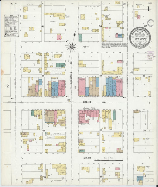 Sanborn Fire Insurance Map from Del Norte, Rio Grande County, Colorado (1902), Sheet #0001 - Historic Sanborn Fire Insurance Map Print, vintage old map wall art, antique decor, genealogy gift, Colorado Colorado map