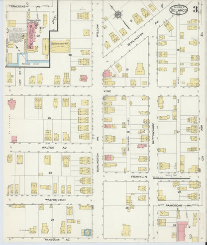 Sanborn Fire Insurance Map from Delanco, Burlington County, New Jersey (1915), Sheet #0003 - Historic Sanborn Fire Insurance Map Print, vintage old map wall art, antique decor, genealogy gift, New Jersey New Jersey map