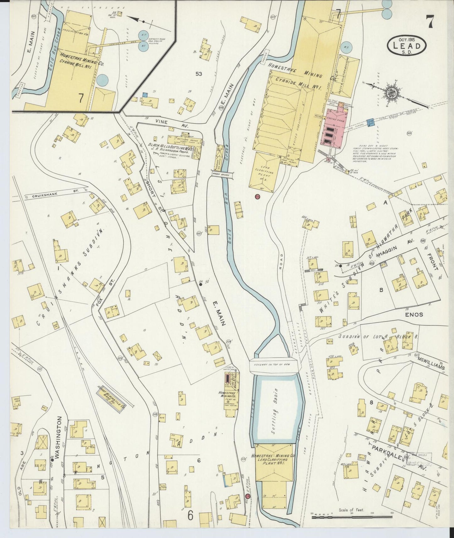 Sanborn Fire Insurance Map from Lead, Lawrence County, South Dakota (1915), Sheet #0007 - Complete Map Set gallery image, historic Sanborn map, vintage wall art, South Dakota South Dakota