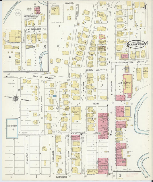 Sanborn Fire Insurance Map from Excelsior Springs, Clay County, Missouri (1913), Sheet #0004 - Historic Sanborn Fire Insurance Map Print, vintage old map wall art, antique decor, genealogy gift, Missouri Missouri map