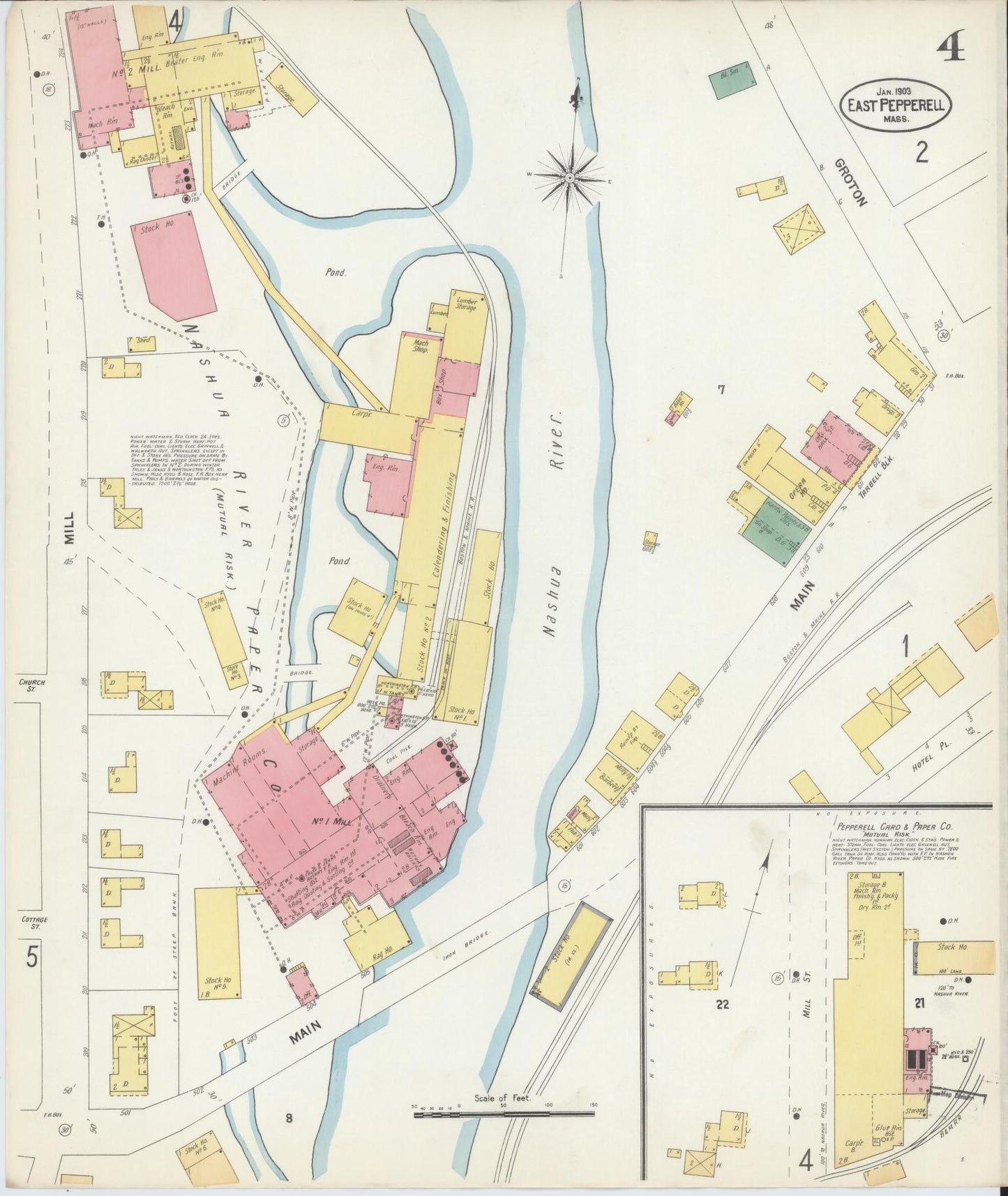 Sanborn Fire Insurance Map from East Pepperell, Middlesex County, Massachusetts (1903), Sheet #0004 - Complete Map Set gallery image, historic Sanborn map, vintage wall art, Massachusetts Massachusetts