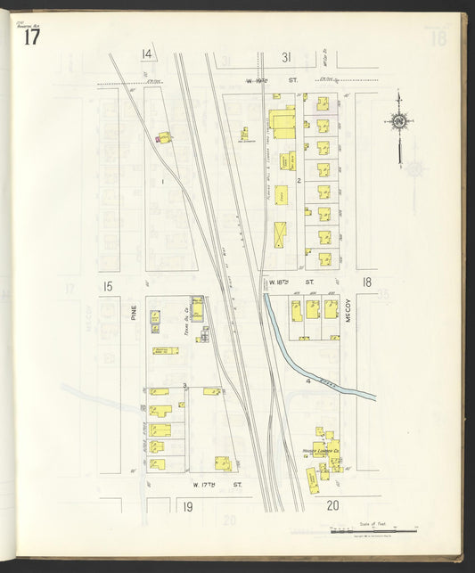 Sanborn Fire Insurance Map from Anniston, Calhoun County, Alabama (1925), Sheet #0017 - Historic Sanborn Fire Insurance Map Print, vintage old map wall art, antique decor, genealogy gift, Alabama Alabama map