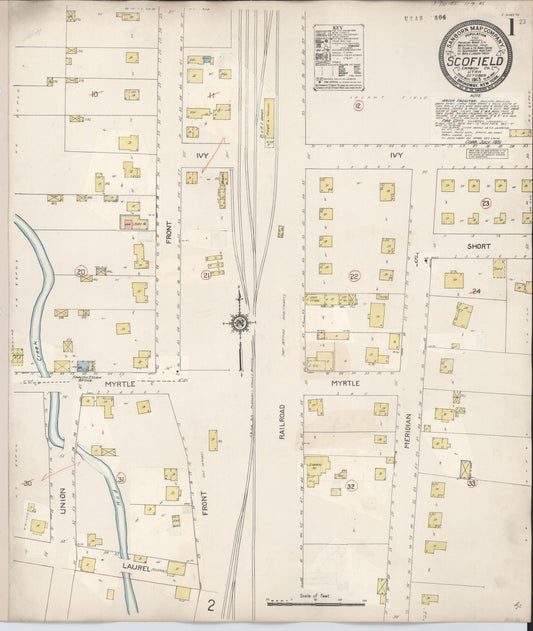 Sanborn Fire Insurance Map from Scofield, Carbon County, Utah (1931), Sheet #0001 - Complete Map Set gallery image, historic Sanborn map, vintage wall art, Utah Utah