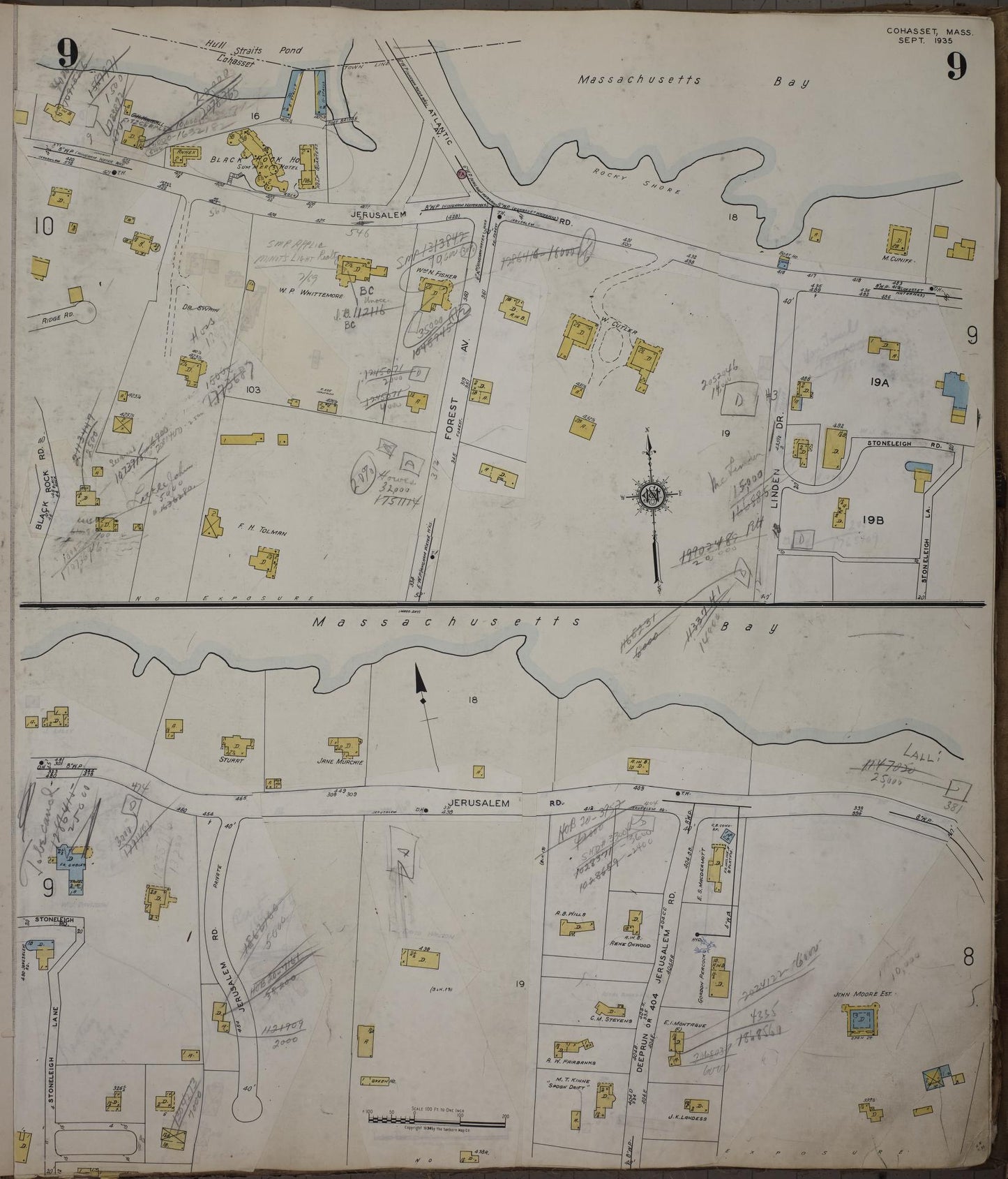 Sanborn Fire Insurance Map from Cohasset, Norfolk County, Massachusetts (1952), Sheet #0009 - Complete Map Set gallery image, historic Sanborn map, vintage wall art, Massachusetts Massachusetts