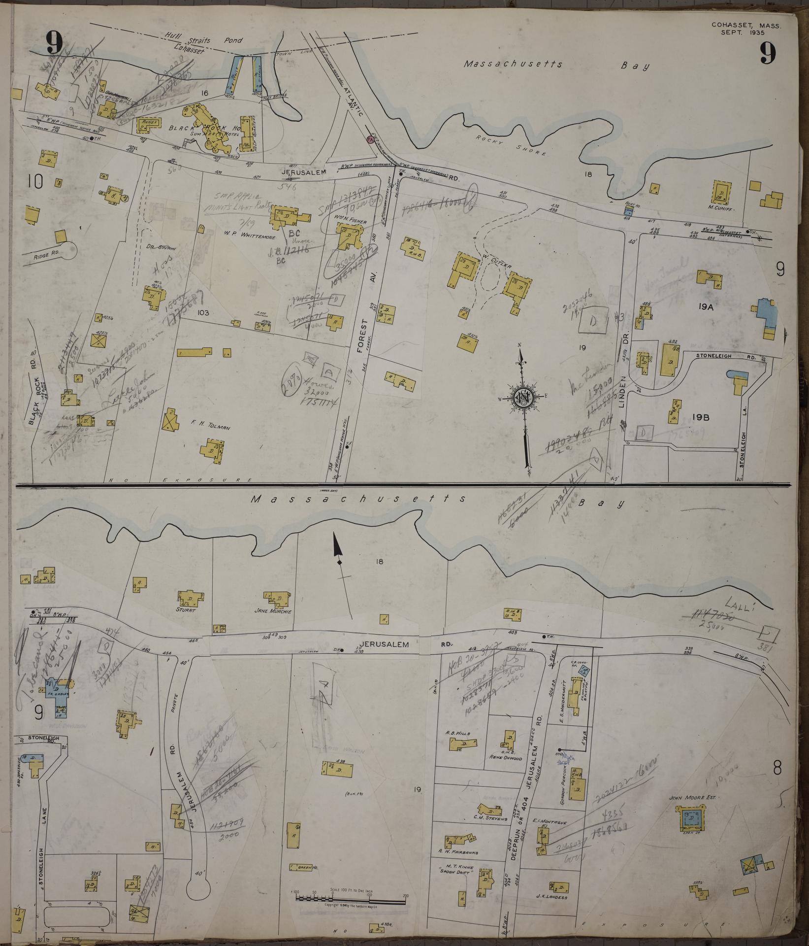 Sanborn Fire Insurance Map from Cohasset, Norfolk County, Massachusetts (1952), Sheet #0009 - Complete Map Set gallery image, historic Sanborn map, vintage wall art, Massachusetts Massachusetts