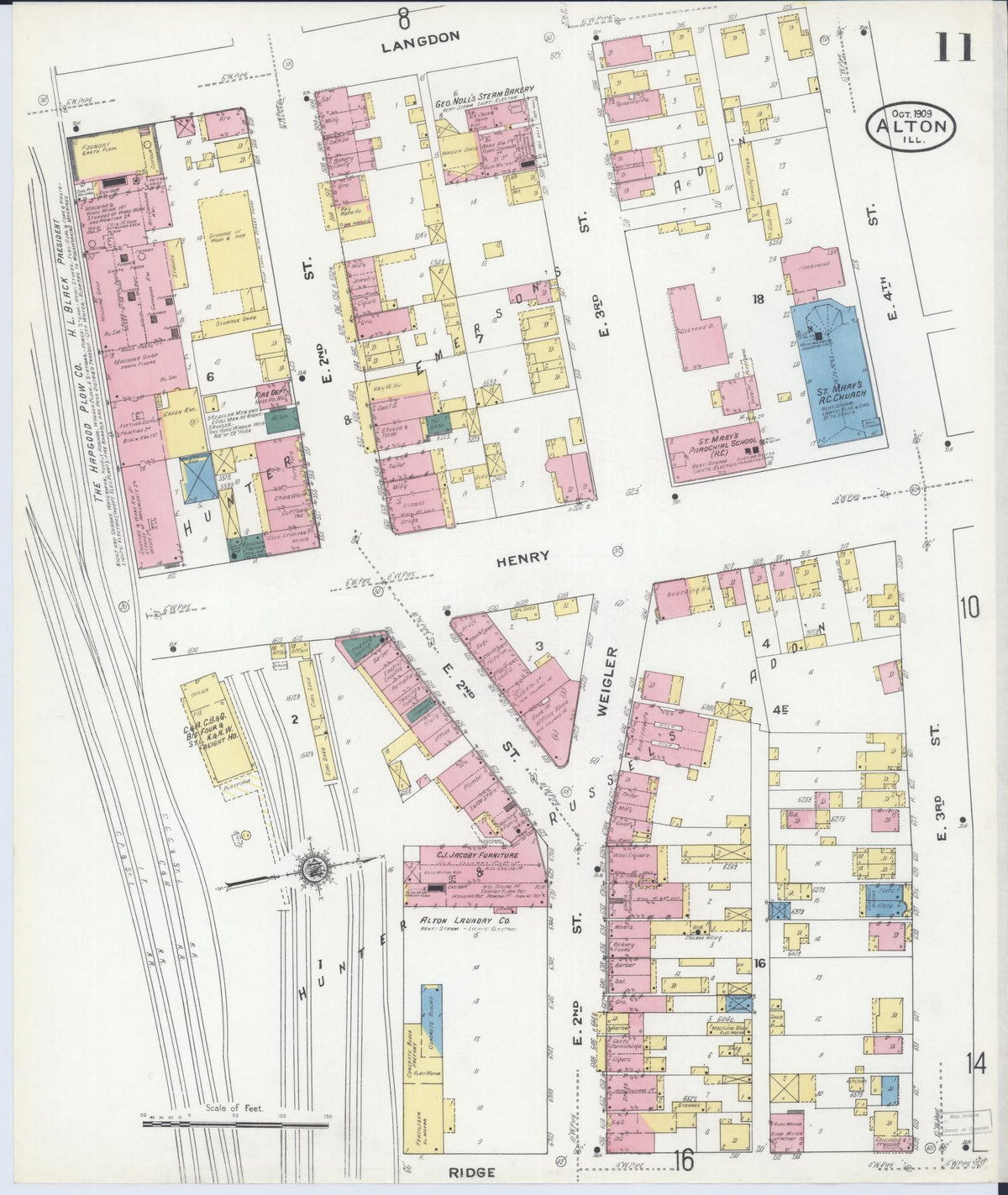 Sanborn Fire Insurance Map from Alton, Madison County, Illinois (1909), Sheet #0011 - Complete Map Set gallery image, historic Sanborn map, vintage wall art, Illinois Illinois