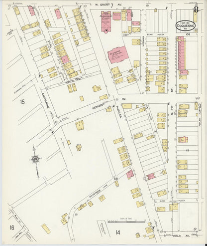 Sanborn Fire Insurance Map from Duquesne, Allegheny County, Pennsylvania (1911), Sheet #0008 - Historic Sanborn Fire Insurance Map Print, vintage old map wall art, antique decor, genealogy gift, Pennsylvania Pennsylvania map