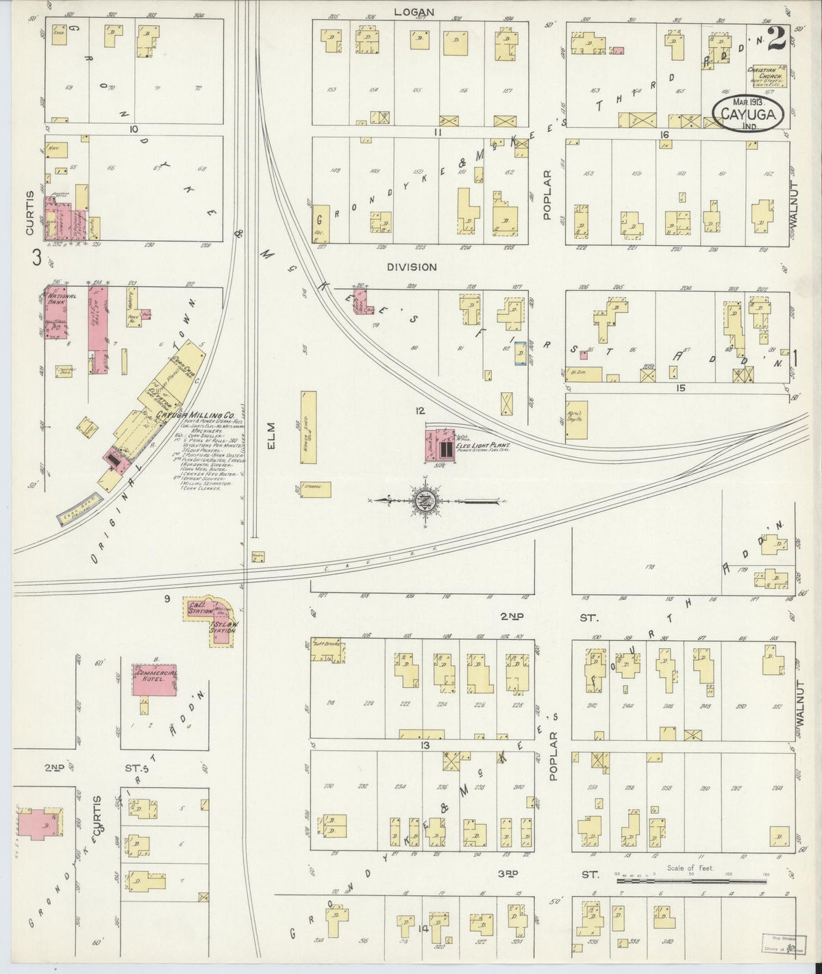 Sanborn Fire Insurance Map from Cayuga, Vermillion County, Indiana (1913), Sheet #0002 - Historic Sanborn Fire Insurance Map Print, vintage old map wall art, antique decor, genealogy gift, Indiana Indiana map