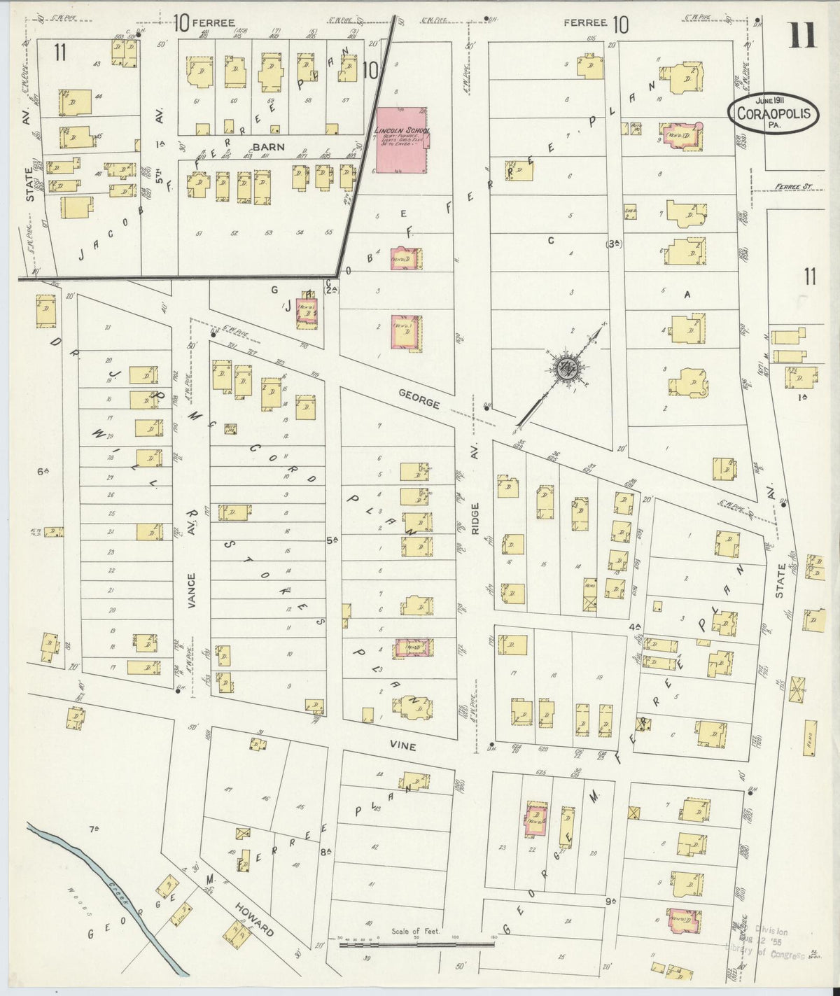 Sanborn Fire Insurance Map from Coraopolis, Allegheny County, Pennsylvania (1911), Sheet #0011 - Complete Map Set gallery image, historic Sanborn map, vintage wall art, Pennsylvania Pennsylvania