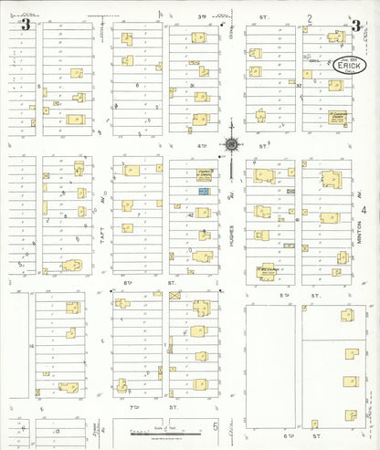 Sanborn Fire Insurance Map from Erick, Beckham County, Oklahoma (1924), Sheet #0003 - Complete Map Set gallery image, historic Sanborn map, vintage wall art, Oklahoma Oklahoma