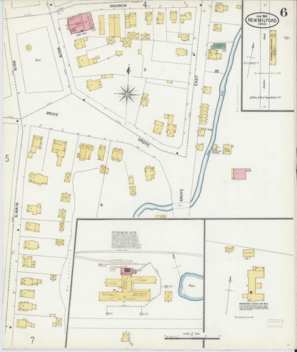 Sanborn Fire Insurance Map from New Milford, Litchfield County, Connecticut (1904), Sheet #0006 - Complete Map Set gallery image, historic Sanborn map, vintage wall art, Connecticut Connecticut